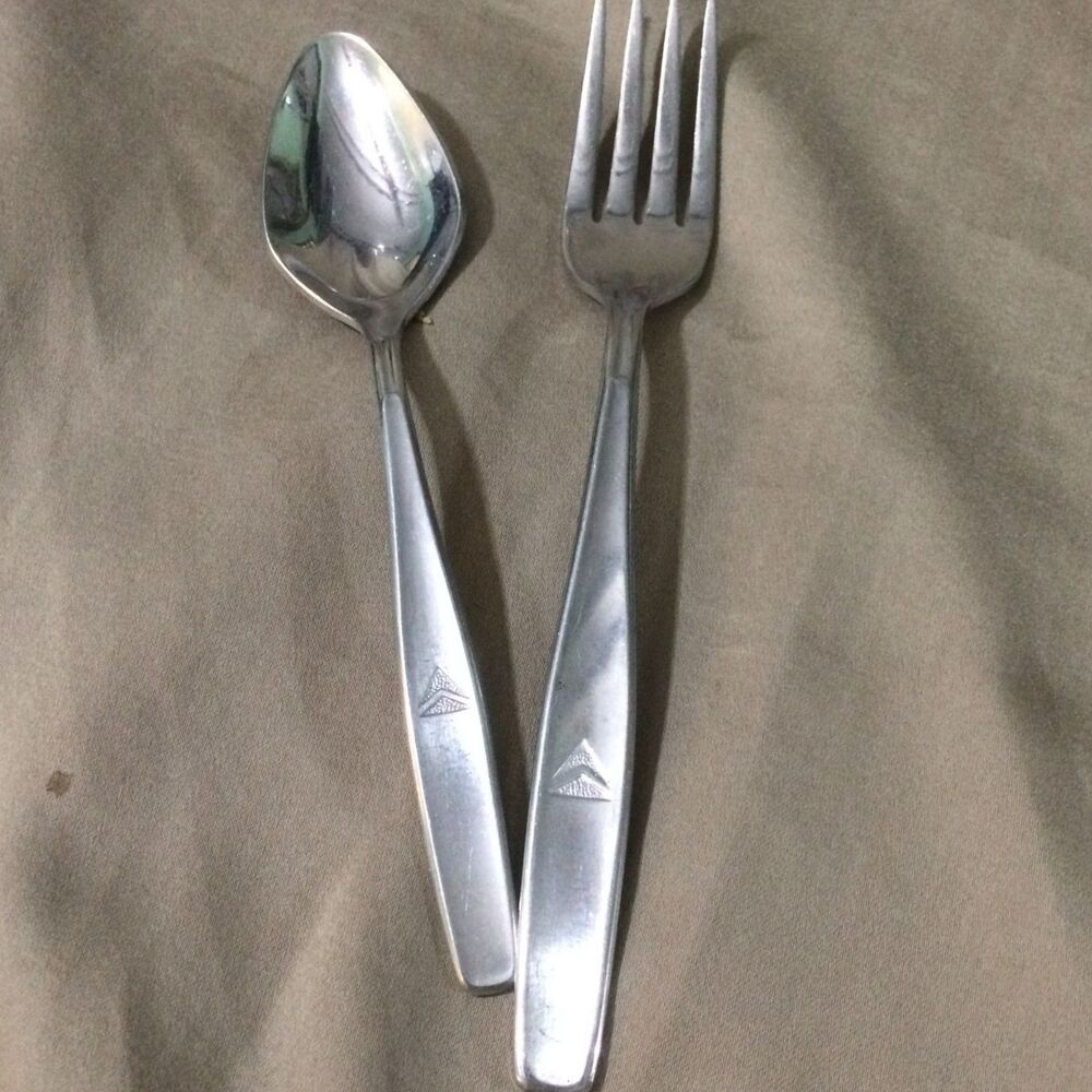 Vintage Delta Airlines 1960s Flatware Set Rogers Cutlery Co Stainless Fork Spoon
